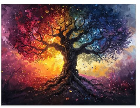 JosuE Quadro Albero Della Vita Da Parete Albero astratto Stampa Su Tela In Xxl Moderni,Oro, nero Quadri Arredo Per Soggiorno Salotto Ufficio Bar Ristorante-40x60cm Non incorniciato