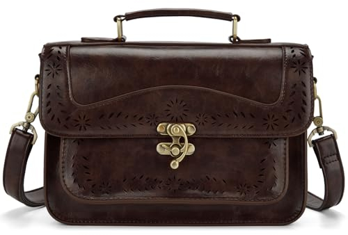ECOSUSI Damen Umhängetasche Vintage Leder Schultertasche Kleine Crossbody Bag Damen Handtasche Klein Messenger Tasche