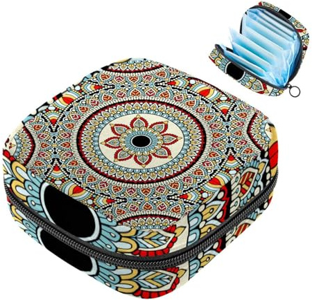 Aufbewahrungstasche für Damenbinden, bunte Muscheln, Seesterne, Muschelmuster, erste Periode, für Mädchen und Frauen, Menstruationstasse, Menstruationstasse, Tamponbeutel, Mehrfarbig 5, 4.7x6.6x6.6