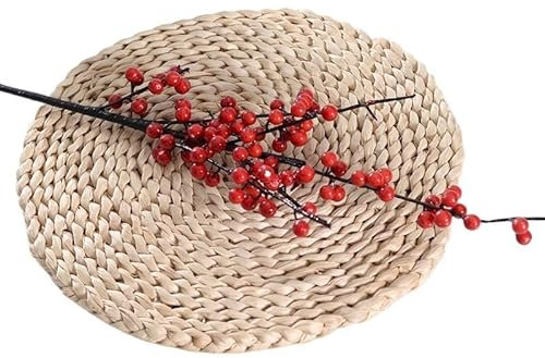 Generico 5 foglie artificiali Frutto di agrifoglio simulato, frutto che crea ricchezza, secchio fortunato, foglia di ginkgo, fiore di Capodanno cinese(Color:6ForkNorthAmericanHollyRed)