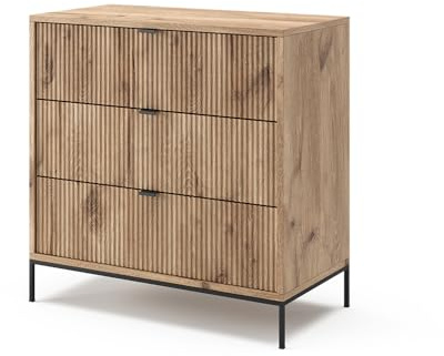 Vicco Kommode Eliza, Viking Oak, 80 x 81.2 cm | mit 3 Schubladen, zur Aufbewahrung und Organisation im Wohn- oder Schlafzimmer