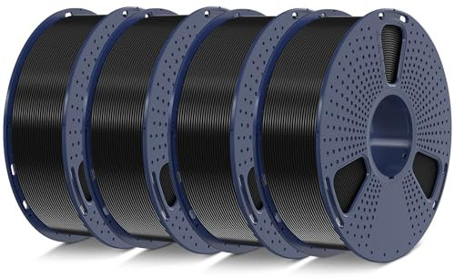 SUNLU PLA+2.0 Filament 1.75mm 4KG, Upgrade PLA Plus 3D Drucker Filament, Stärker und robuster, Maßgenauigkeit +/-0.02mm, 1KG Spule, 4KG in Total, Schwarz