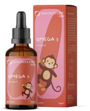 InnoNature Omega 3 Tropfen Kids | natürlich aus der Mikroalge Schizochytrium | 30ml, DHA 127-170mg, EPA 63-84mg | Empfohlen für Kinder ab 4 Jahren