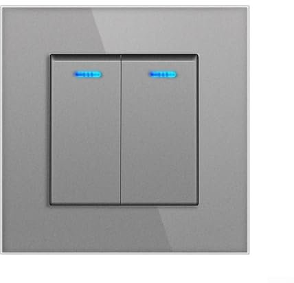 Wandsteuerschalter, geeignet für die Installation an verschiedenen Orten wie Schlafzimmer, Wohnzimmer, Einkaufszentren, Badezimmer usw., gehärtetes Glas und schwer entflammbares PC (grau)