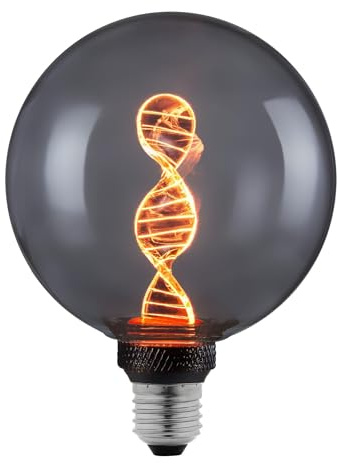 Suprema, Lampadina LED Decorativa Forma Globo Con Effetto Luce DNA Illuminato, Attacco E27, 60 Lm, 220-240V, Luce Calda 1800K, Potenza 3,5W, Dimensioni 125x164 Mm, Non Dimmerabile (Fumé)