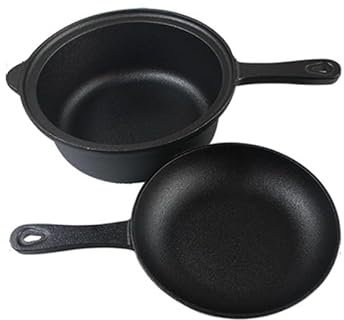 YATINGZHANG Tegame Terracotta Padella in ghisa Non Rivestita, casseruola Multifunzione, 22 cm Pentola in Ghisa con Coperchio