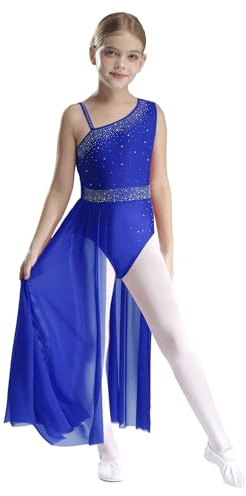 inhzoy Vestito da Balletto Ragazza Abito da Ballo Lirico Contemporaneo Blu Reale 9-10 Anni