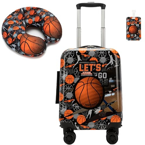 HTgroce 2-delar Barnresväska 16 med Reskuddar, Handbagage Barn Resväska, 31 x 19.5 x 40.5 cm