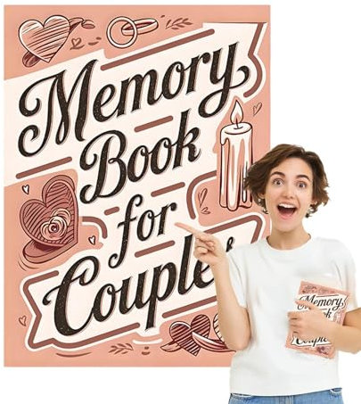 Libro dei ricordi per coppie, album fotografico con copertina rigida, elegante album dei ricordi | 58 pagine per scrapbooking avventura, diario di memoria di coppia sentimentale, idee regalo