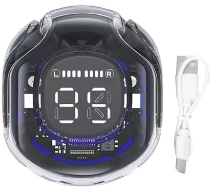 Audífonos inalámbricos con cancelación de ruido, auriculares transparentes para gimnasio, Cool 5.4, sonido estéreo, pantalla digital LED, a prueba de sudor, control táctil intrauditivo para correr