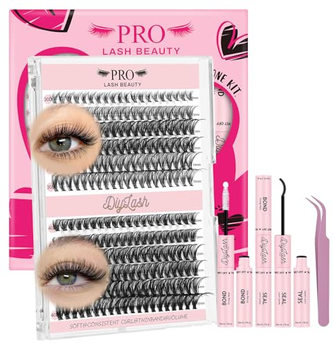 DIY Lash Extension Kit 240pcs Lash Clusters D Curl Eyelash Extension Set(30D+40D-8-16mix Kit)