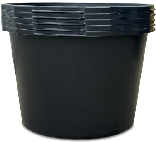 Kistenberg 5X Mörtelkübel 90 Liter | Eimer mit Skala | aus robustem Kunststoff | schwarz | ideal für Bauarbeiten, Garten und Heimwerkerprojekte | 63 x 42 cm