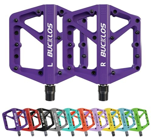 AEYINO MTB Pedals Flat Mountain Bike Pedals Road Large Platform Nylon Non-Slip for Adult Bicycle Gravel/Hybrid Bike 9/16