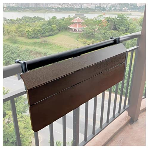 Table de bar pliante d'extérieur pour balcon – Table de balustrade en bois pour café et boissons (100 x 27 cm) – Table d'appoint compacte pour terrasse de jardin et terrasse