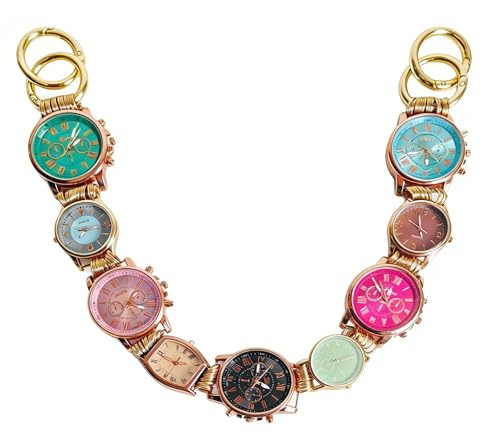 YUNCN Vintage Keychain for Women, Colorful Watch - Linked Chain Accessory Purse Charms for Handbag, Bag Charms for Tote Bag