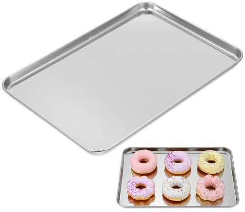 TOYANDONA Rechteckiger Edelstahl Snackteller 35X25cm - Servierplatte Silber, Flacher Snackteller für BBQ, Grill, Desserts & Obst - Spülmaschinenfest & Leicht zu Reinigen – Ideal für Küche & Outdoor