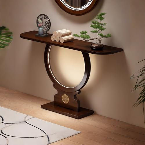 BRCYKRWY Tavolo Consolle Ingresso,Mensola Dietro Divano,Mobile Ingresso Corridoio,Elegante Mobile Espositivo A Mezzaluna per Soggiorno,Corridoio,Divano(47.2x11x30.7/120x28x78cm)