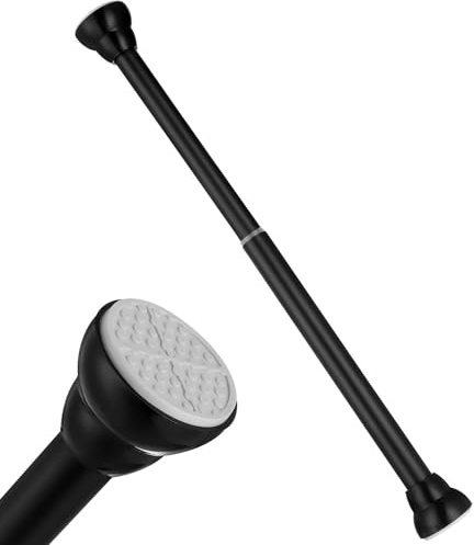 ABOOFAN Telescopic Hole-free Tension Rod 30-45cm Adjustable Clothes Rail and Shower Curtain Pole Black for Bathroom and Indoor Use