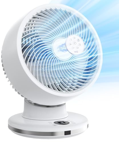 WIE Tischventilator Leiser 28dB, 4 Modi 12-Geschwindigkeit, 90° Oszillation Ventilator, Luftzirkulator Fans mit Fernbedienung, Standventilator Klein für Zuhause/Büro