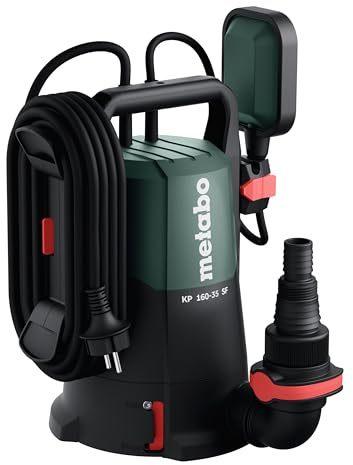 metabo Kombi-Tauchpumpe TPS 16000 S Combi, 16.000 l/h Klar- & Schmutzwasser | Flachabsaugend bis 1 mm, 500 W, Partikel bis 35 mm, Schwimmerschalter, Quick-Anschluss, 10 m Kabel, Schlagfestes Gehäuse