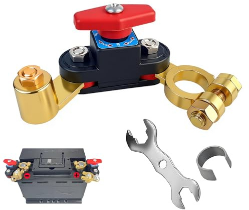 Batterie Trennschalter 12V-24V mit erhöhten Batteriepolen, aus reinem Kupfer, Einstellbarer 180° Batterieschalter, intelligenter Not-Aus-Schalter für Auto Motorrad Marine Boot Wohnmobil LKW