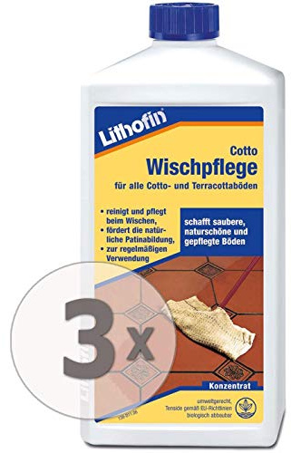 Lithofin Cotto Wischpflege 3 l - Pflege & Reinigung für Terracotta Boden - Konzentrat - sehr ergiebig | Pflege & Reinigung, Konzentrat, sehr ergiebig