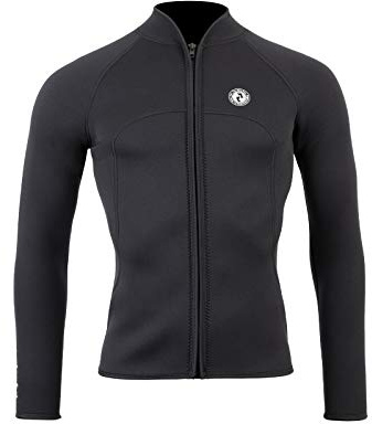 Two Bare Feet Men's Heritage 3mm Full Zip Wetsuit Jacket — Neoprene Long Sleeve Surf Jacket for Swimming, Surfing, Paddleboarding & Watersports (M)