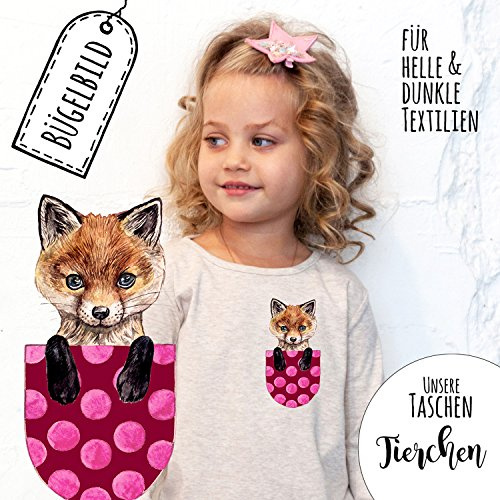 Bügelbilder Taschentierchen Applikation Fuchs Bügelbild Tasche rosa punkte Bügelmotiv Aufbügelbilder bb130 - ausgewählte Farbe: *weiß* ausgewählte Größe: *M - 12,5 cm hoch* ilka parey wandtattoo-welt®