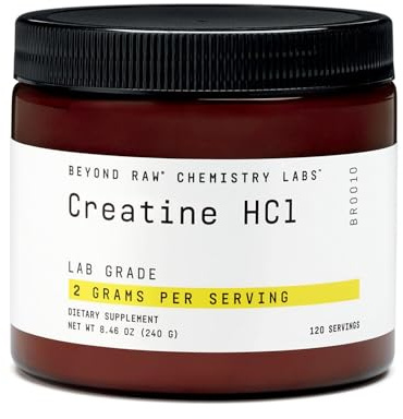 BEYOND RAW Science-Backed Creatine HCl Powder, Lab Grade, for Muscle Strength and Growth, Energy Production, Athletic Performance, Cognitive Support, Cellular Hydration, 120 Servings