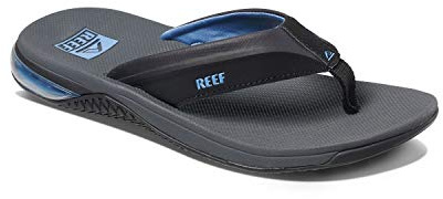 Reef Anchor Mens Beach Flip Flop, Water Friendly, Cushioning Heel Airbag, Grey/Blue, 9