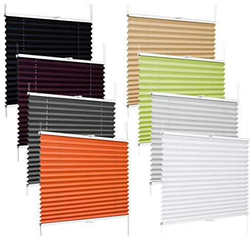 Klemmfix Plissee Rollo viele Größen und Farben Stoff Blickdicht Lichtdurchlässig Klemmträger Montage ohne Bohren Schiene Metall Tür Fenster Faltrollo Vorhang (Größe 35 x 150 cm, Farbe Bordeaux)