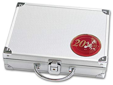 SAFE 243 ALU Münzkoffer für 20 Euro Münzen in Kapseln | inkl. 6 Tableaus 6337 SP sowie 100 St. Münzkapseln Format 20 Euro randlos | für Ihre Coin Collection | 250 x 215 x 70 mm