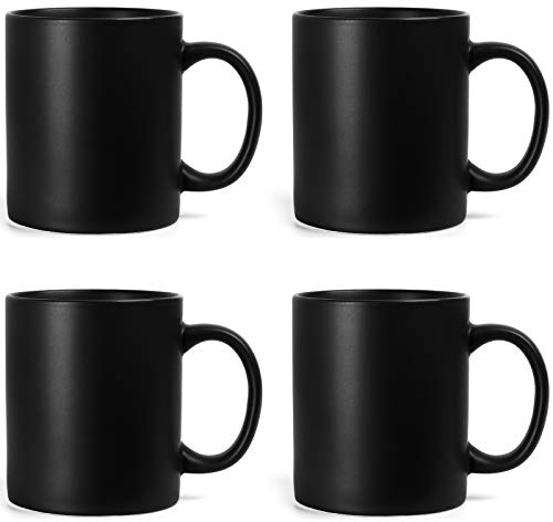 harebe 11 OZ Classic Coffee Mugs Set of 4, Family Ceramic Cup for Coffee, Tea, Cocoa and Mulled Drinks, Matte Black