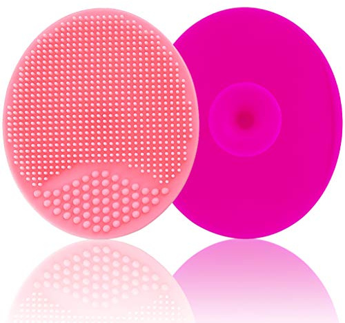 Baby Silicone Brush Set for Cradle Cap, Skin Massage & Exfoliation - 2 Pack Essential Scrubbers for Dry Skin and Eczema (Rose Red & Pink)