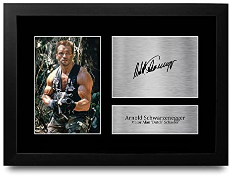 HWC Trading FR A4 Arnold Schwarzenegger Predator Geschenke Gedruckt, Signiert Autogramm Bild Für Film-Erinnerungsstücke-Fans - A4 Framed