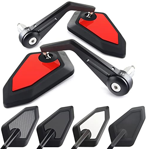 Area1 universal Motorrad Lenkerendenspiegel Rückspiegel Paar e-geprüft kompatibel mit Duke SMC/R MT07 MT09 MT10 Z900 Z650 Z500 Z125 CMX CB 500 Hornet (rot)