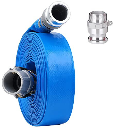 3,8 cm x 15,2 m PVC-Entladungsschlauch mit Aluminium-Camlock-C- und E-Armaturen, Nockenverriegelung, Typ F im Lieferumfang enthalten, robuster, verstärkter Pumpen-Rückspülschlauch
