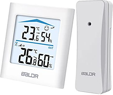 Stazione meteo senza fili con sensori esterni, un termometro digitale interno e la temperatura esterna, l'interni e la retroilluminazione possono essere regolati per tutte le camere da letto esterne