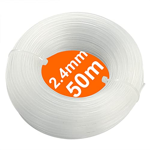 Zeqeey 2.4mm 0.095inch 50m 164ft White Round Nylon Grass Strimmer Trimmer Line Soft Strimmer String Rope Cord Wire, 1 Pcs, O24