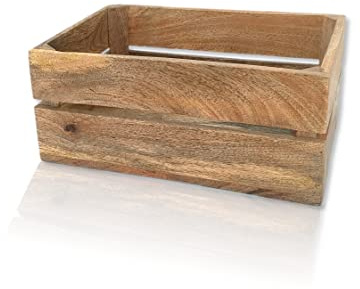 DARO DEKO Holz Kiste natürlich braun 31 x 21cm Vintage Aufbewahrungsbox Obstkiste Weinkiste Holzkiste