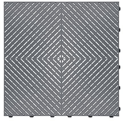 Swisstrax Ribtrax Smooth PRO Interlocking Garage Floor Tiles 40 x 40 cm, Slate Grey (Pack of 24)