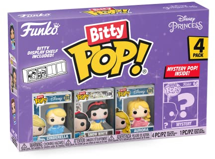 Funko Bitty Pop! Disney Princess - Cinderella, Snow White, Aurora und eine Überraschungs-Mini-Figur - 0.9 Inch (2.2 cm) Sammlerstück Stapelbares Display-Regal Inklusive - Geschenkidee - Disney Fans