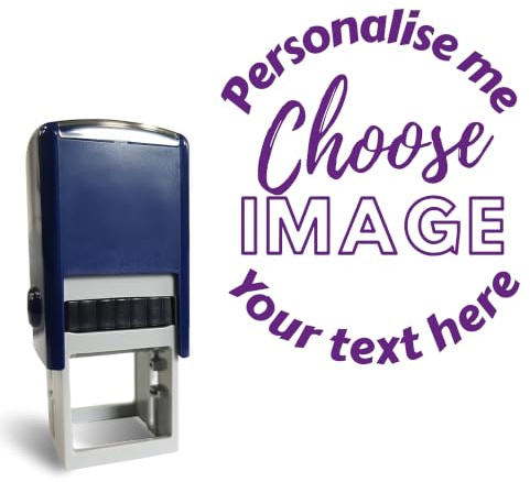 1 Personalised Customised Stamper Stamp Loyalty Packaging Impression for School Small Business Club 25MM Primary Teaching Services (Purple)