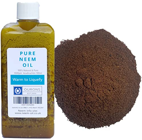 Neem Cake Powder 1kg & 100ml Neem Oil - Set for Organic Garden Care