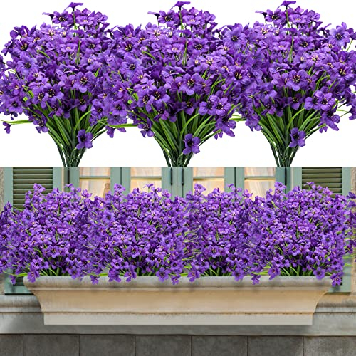 16 Bündel Künstliche Blumen Balkon Kunstblumen,Wetterfeste Künstliche Außen Blumenstrauß Pflanzen UV-beständig Balkonblumen für Balkon Dekoration, Fenster,Garten Outdoor und Indoor