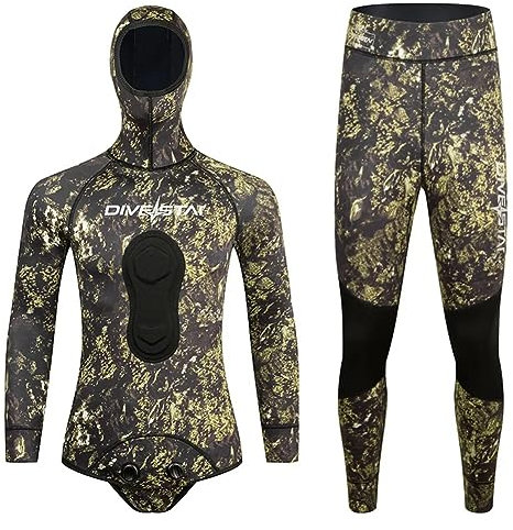 Los Colores del Traje De Neoprávera de 1.5 Mm de Neopreno Cambian con Los Alrededores, 2 Piezas de Camuflaje De Caza con Capucha De Caza con Almohadilla De Cofre De Carga,L