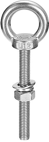 sourcing map Levage Œil Boulon, 1 Ensemble M12x100mm Œil Boulon avec Écrou Rondelle 304 Inox Acier Épaulement Levage Anneau Œil Boulon pour accrochage Article