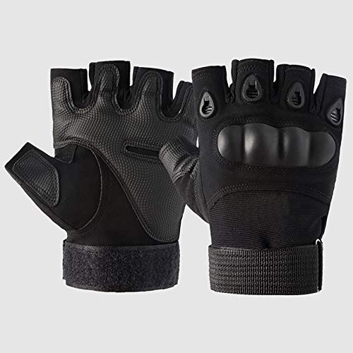 CalmGeek Fingerless Gloves with Hard Knuckle Anti-Slip Adjustable Half Finger Sports Gloves for Fitness Climbing Hiking Cycling