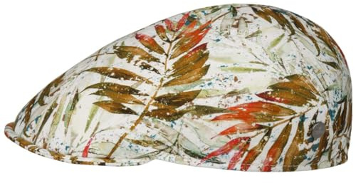 LIERYS Voltano Cotton Flatcap Mehrfarbige Mütze 100% Baumwolle Elegante Schirmmütze Palmprint Made in Italy Unisex Frühling Sommer weiß-grün M (56-57 cm)
