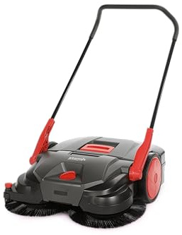 Starmix Kehrmaschine Durosweep 77 Pro – zweifache Schmutzaufnahme, 77 cm Kehrbreite - Handkehrmaschine mit manuellem Antrieb und 40 L Behälter - Kehrleistung 3000m²/h - Griff höhenverstellbar